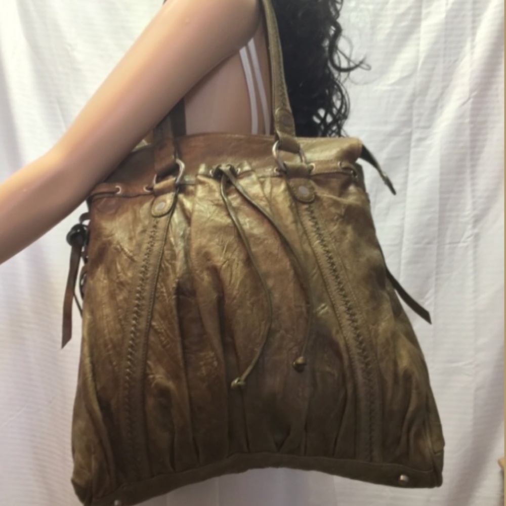 Junior Drake Large Green Leather Bag Tote